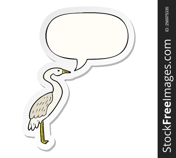 cartoon stork with speech bubble sticker. cartoon stork with speech bubble sticker