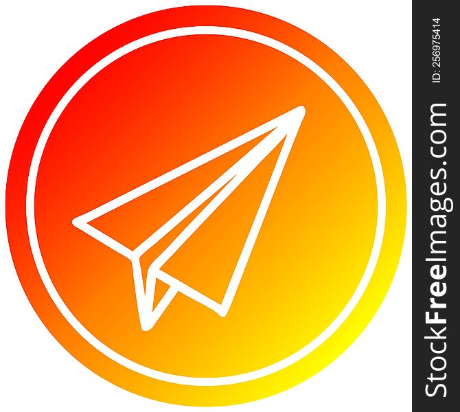 paper plane circular icon with warm gradient finish. paper plane circular icon with warm gradient finish