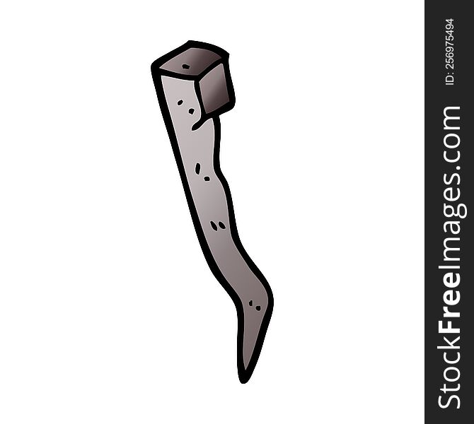 cartoon doodle old bent iron nail