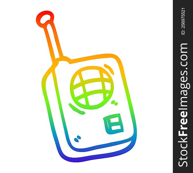 rainbow gradient line drawing of a cartoon walkie talkie