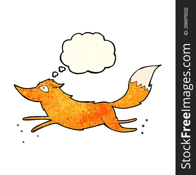 Cartoon Fox Running With Thought Bubble