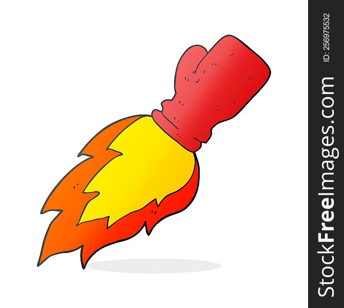 freehand drawn cartoon boxing glove flaming punch
