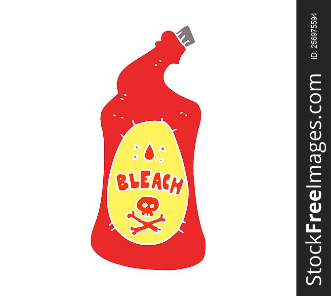 Flat Color Illustration Of A Cartoon Bleach Bottle