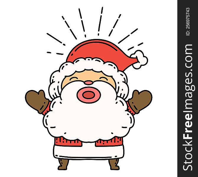 illustration of a traditional tattoo style santa claus christmas character