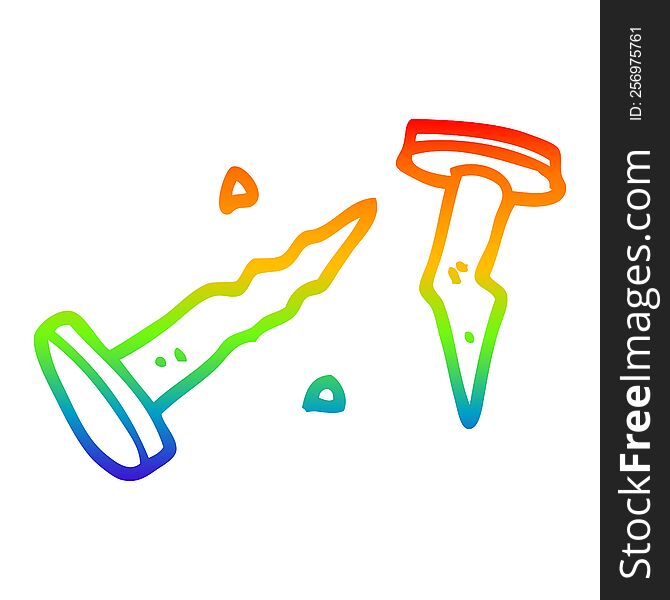 rainbow gradient line drawing of a cartoon nails