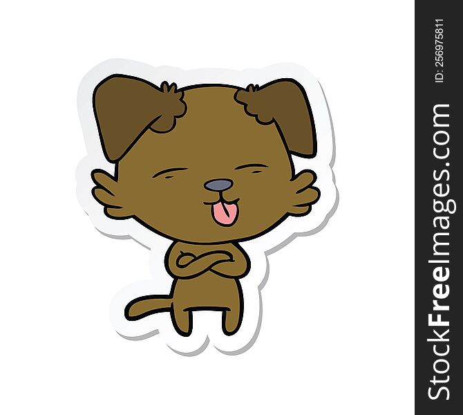 Sticker Of A Cartoon Dog Sticking Out Tongue