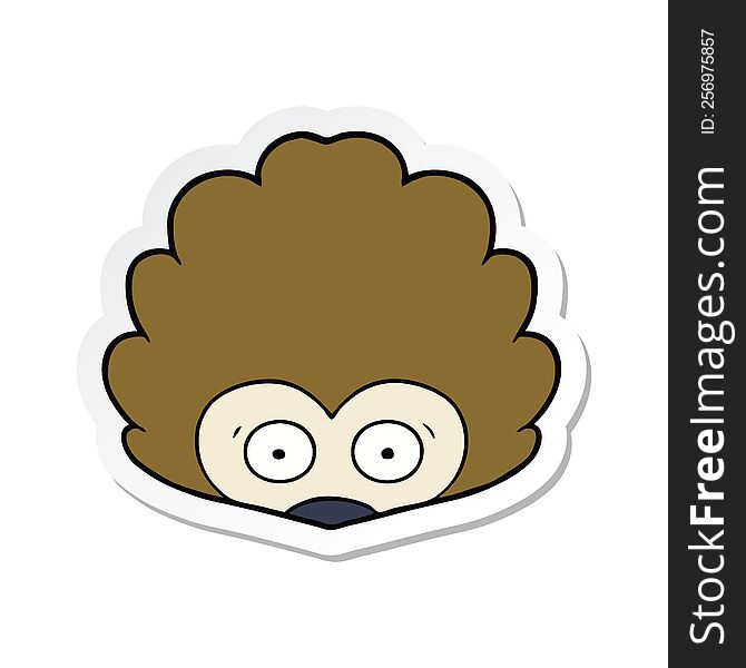 sticker of a cartoon hedgehog