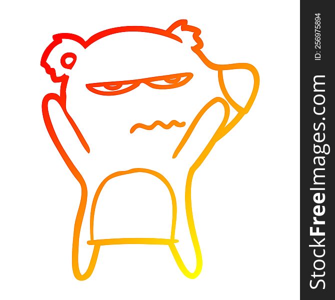 Warm Gradient Line Drawing Angry Bear Cartoon