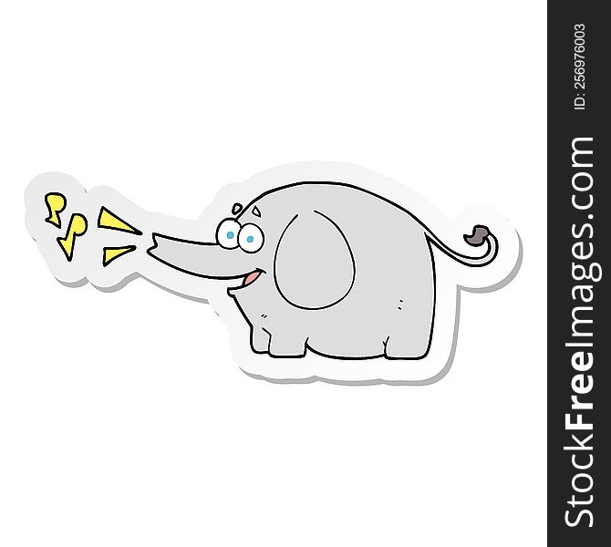 Sticker Of A Cartoon Trumpeting Elephant