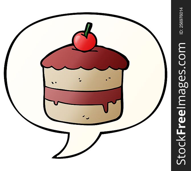 Cartoon Cake And Speech Bubble In Smooth Gradient Style