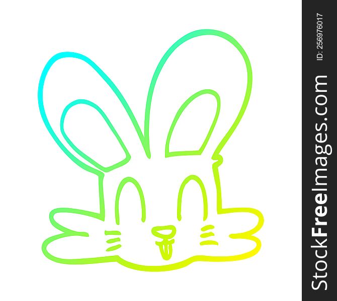 Cold Gradient Line Drawing Cartoon Cute Bunny