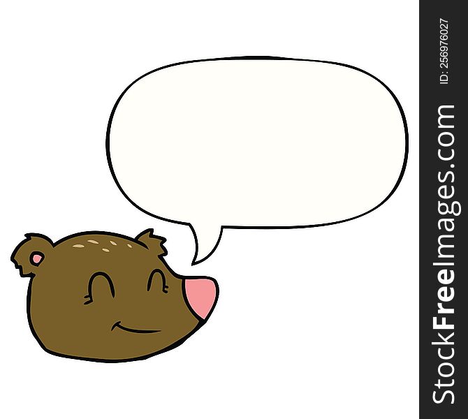 Cartoon Happy Bear Face And Speech Bubble