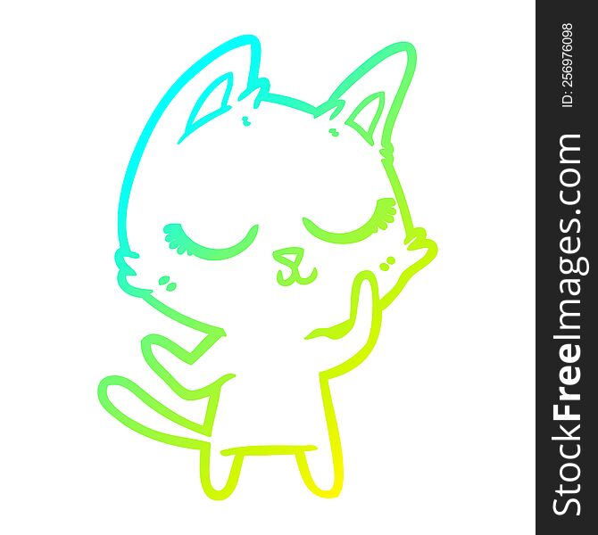 Cold Gradient Line Drawing Calm Cartoon Cat