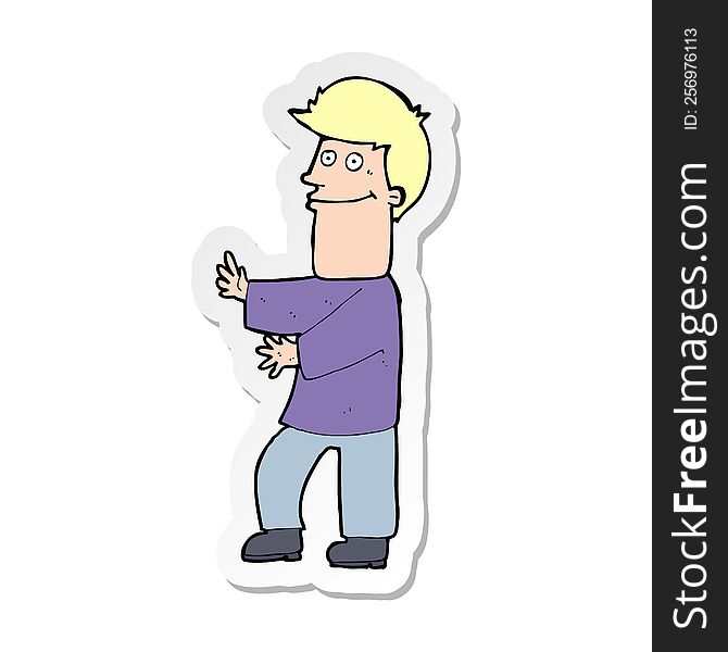 Sticker Of A Cartoon Man Gesturing