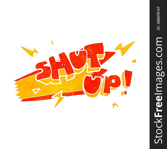 retro cartoon shut up! symbol