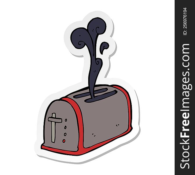 sticker of a cartoon toaster burning toast