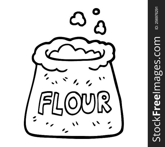 black and white cartoon bag of flour