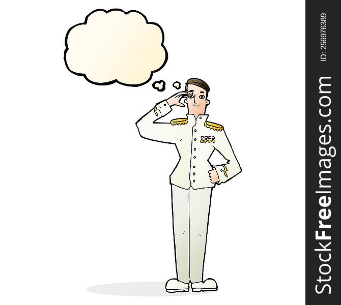 Cartoon Military Man In Dress Uniform With Thought Bubble