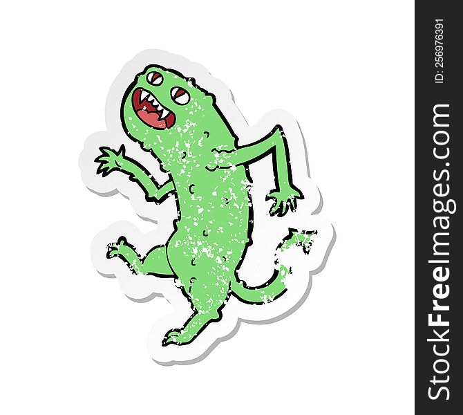 Retro Distressed Sticker Of A Cartoon Monster