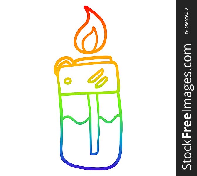 rainbow gradient line drawing of a cartoon cigarette lighter