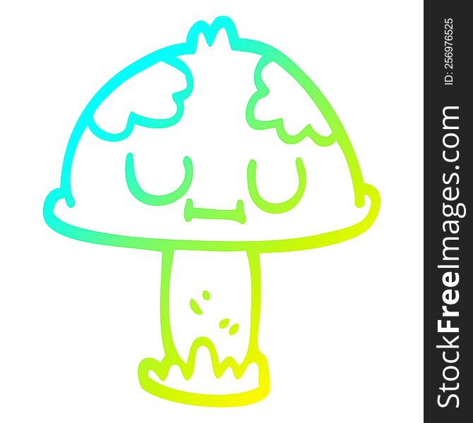 Cold Gradient Line Drawing Cartoon Poisonous Toadstool