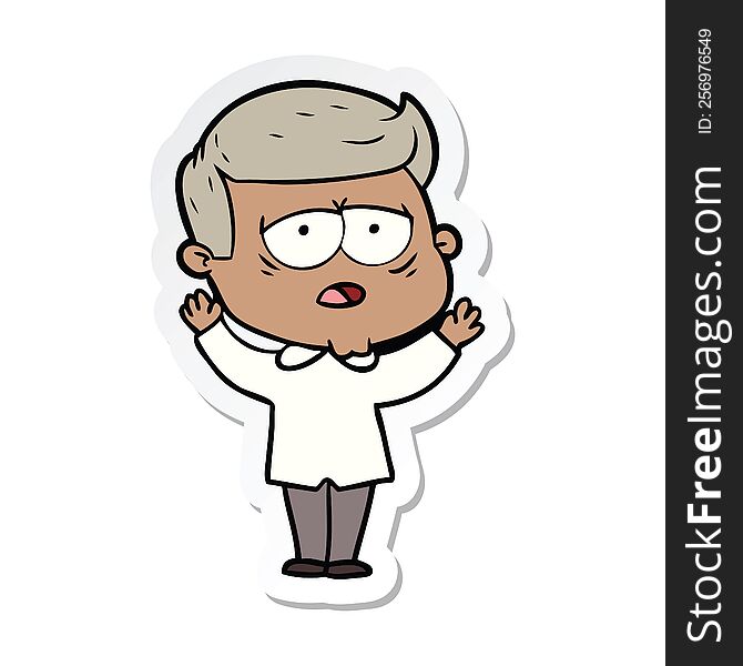 sticker of a cartoon tired man