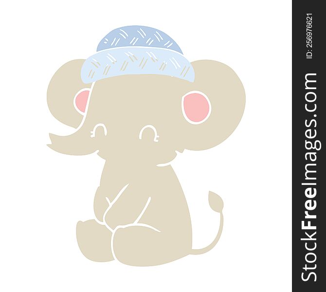 Flat Color Style Cartoon Cute Elephant
