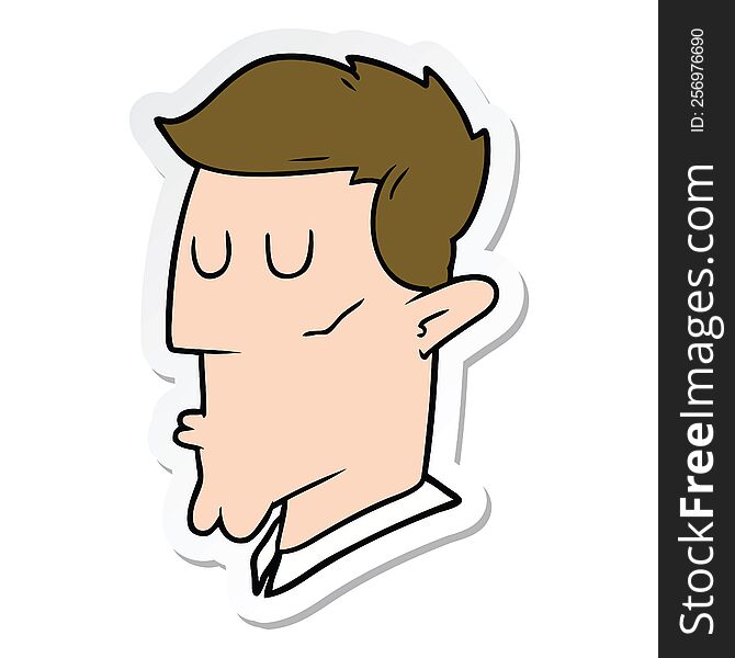 sticker of a cartoon serious man