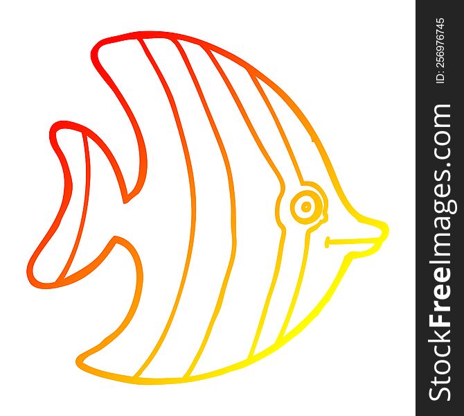 Warm Gradient Line Drawing Cartoon Angel Fish