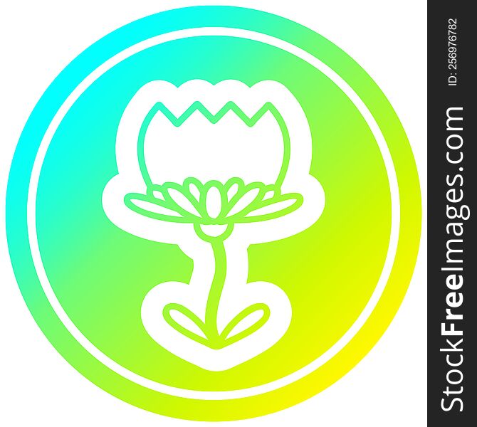 lotus flower circular icon with cool gradient finish. lotus flower circular icon with cool gradient finish