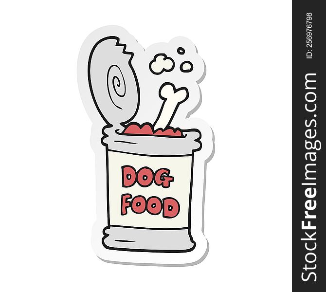 sticker of a cartoon dog food