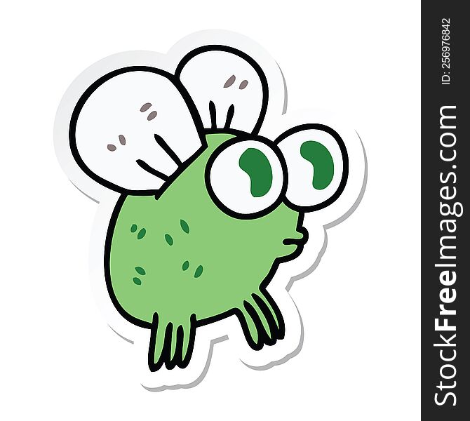 sticker of a quirky hand drawn cartoon fly