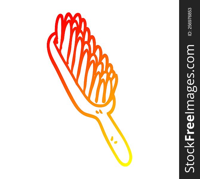 warm gradient line drawing of a cartoon hair brush