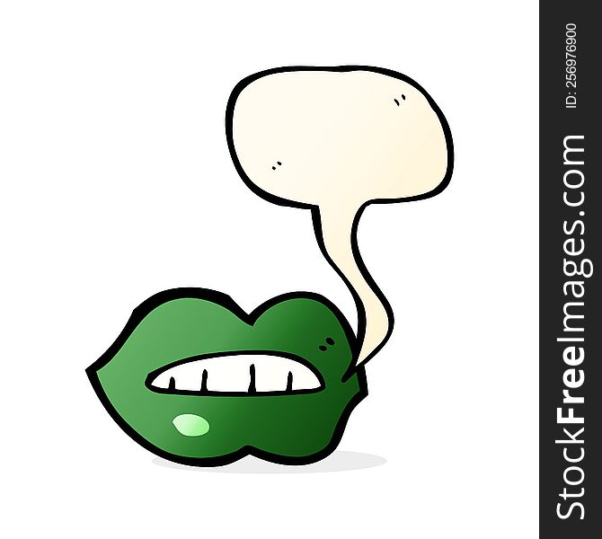 cartoon halloween lips  with speech bubble