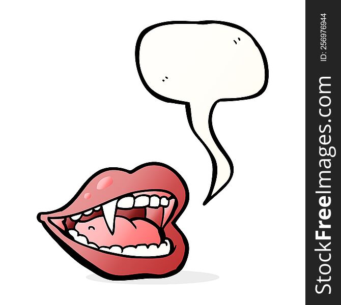 Cartoon Vampire Mouth With Speech Bubble