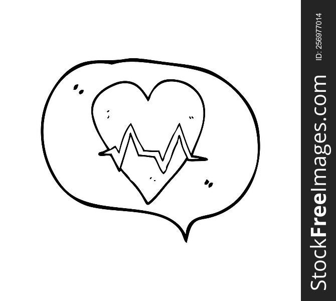 freehand drawn speech bubble cartoon heart rate pulse symbol