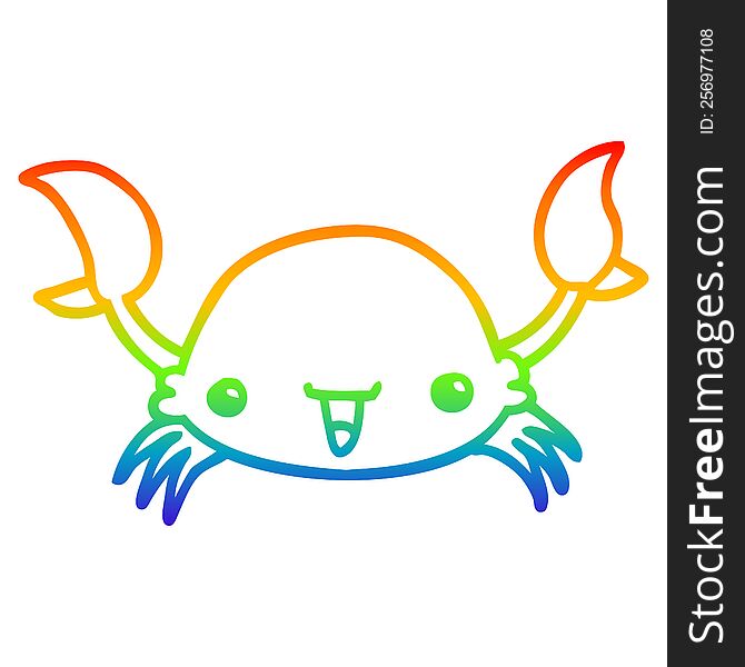 rainbow gradient line drawing of a cartoon crab