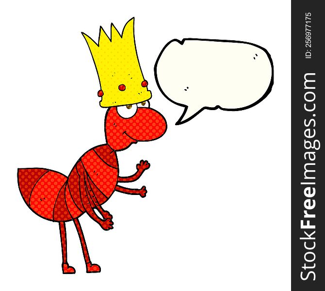 freehand drawn comic book speech bubble cartoon ant queen