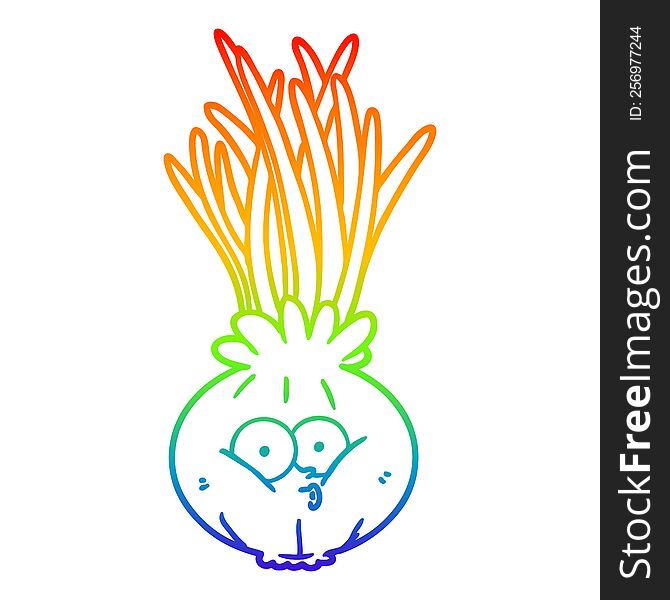 Rainbow Gradient Line Drawing Cartoon Onion