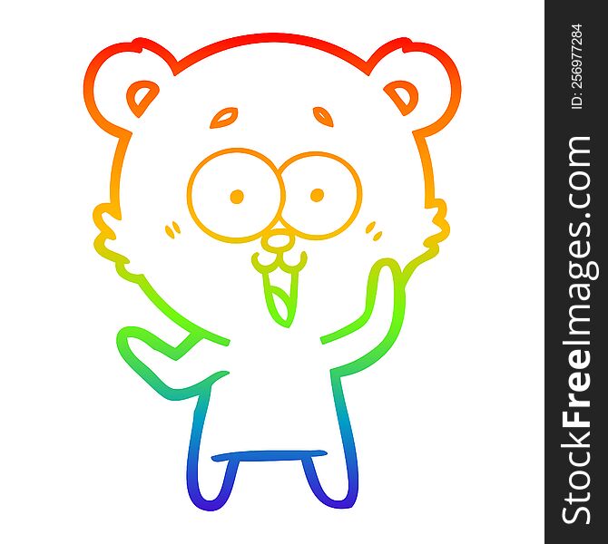 rainbow gradient line drawing laughing teddy  bear cartoon