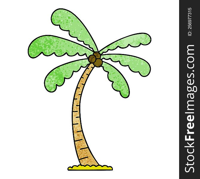 Quirky Hand Drawn Cartoon Palm Tree