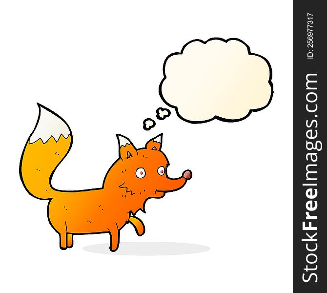 Cartoon Fox Cub With Thought Bubble