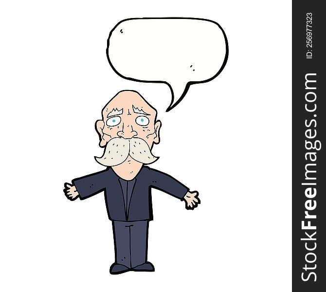 Cartoon Disapointed Old Man With Speech Bubble
