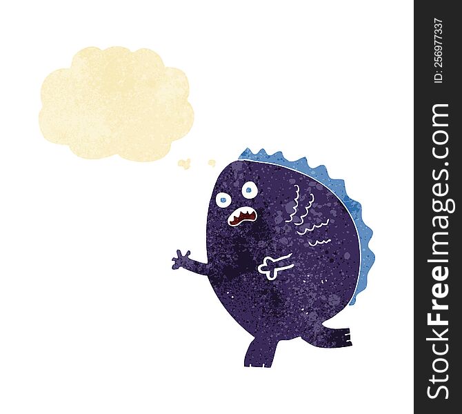Cartoon Monster With Thought Bubble