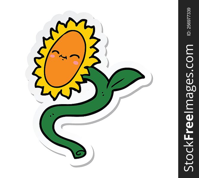 Sticker Of A Cartoon Sunflower