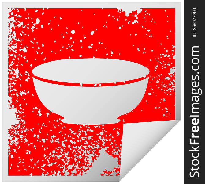 Quirky Distressed Square Peeling Sticker Symbol Bowl