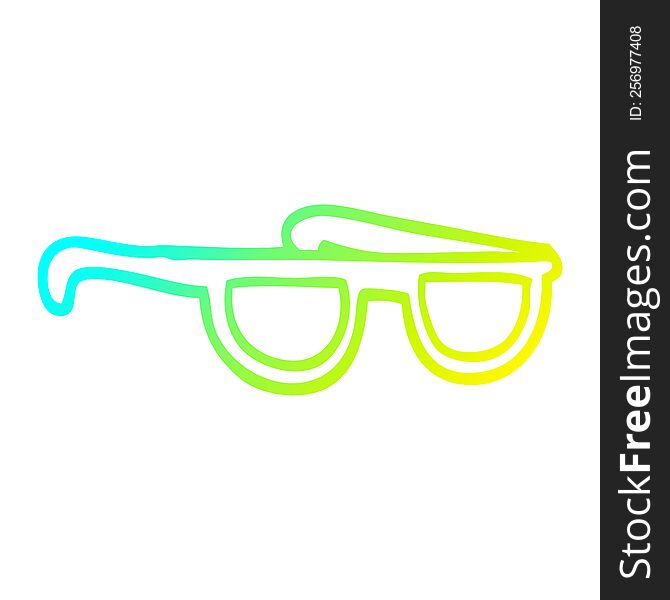 cold gradient line drawing of a cartoon sunglasses
