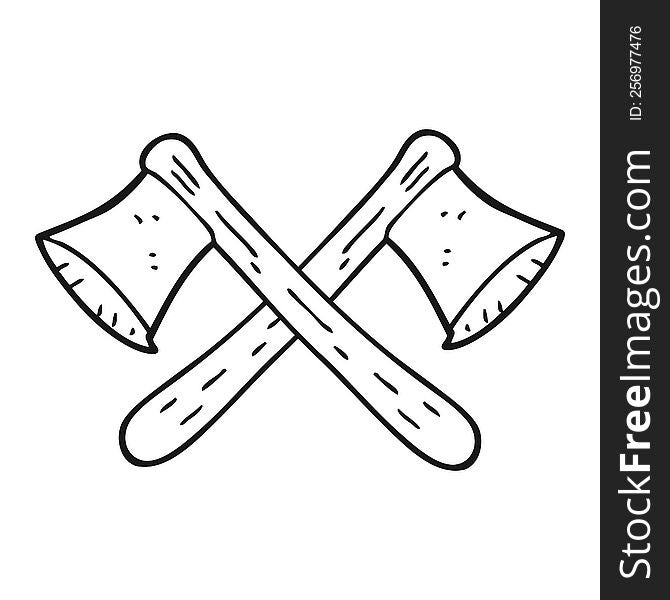 freehand drawn black and white cartoon crossed axes