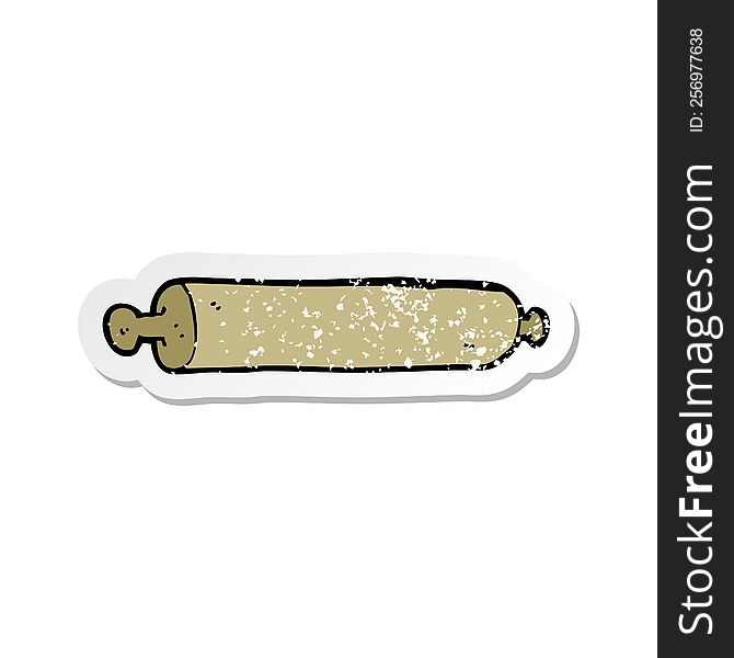 Retro Distressed Sticker Of A Cartoon Rolling Pin