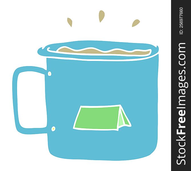 flat color style cartoon camping mug